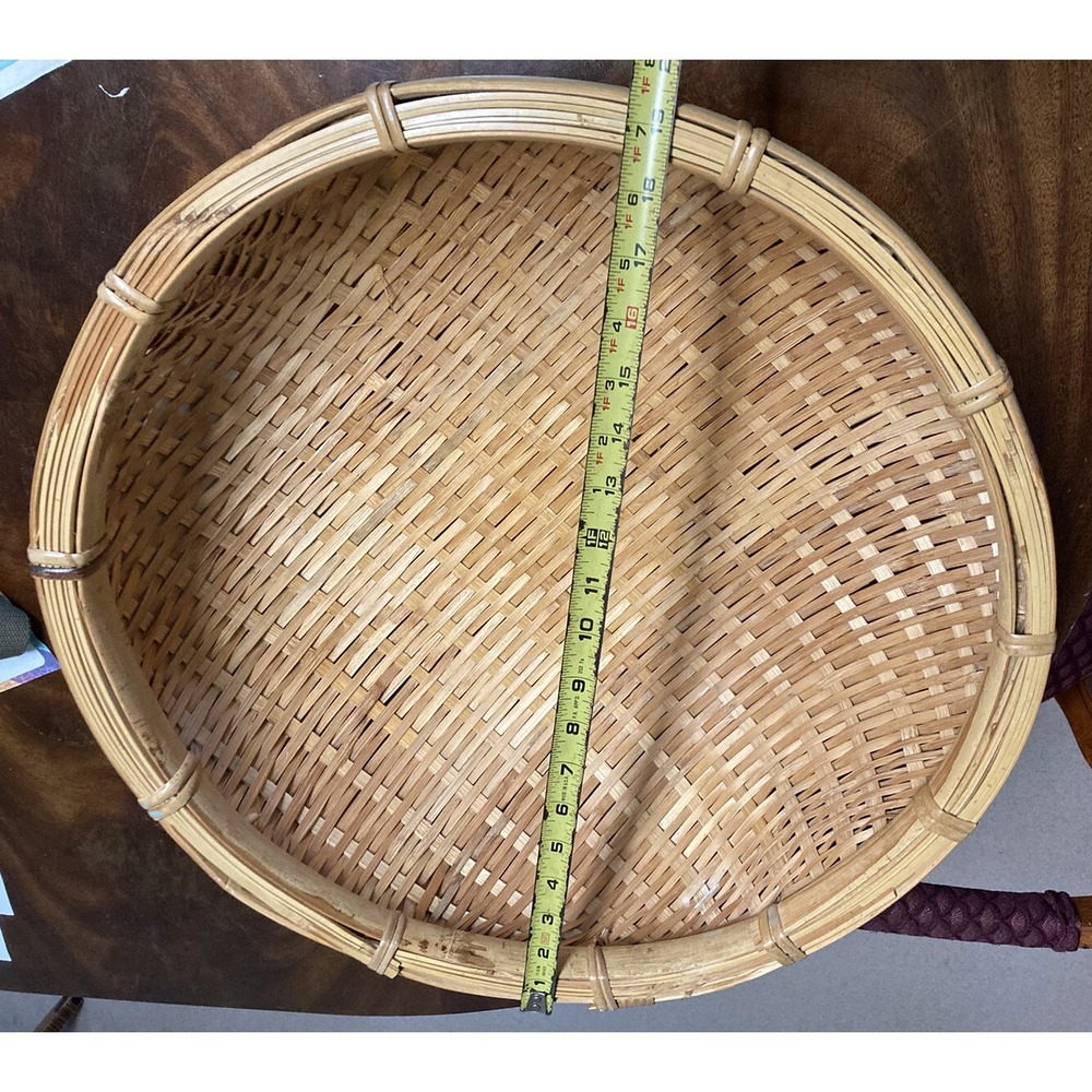 Beautiful Large Sieve Woven Split Bamboo Basket Tray Southeastern ASIA - Picture 2 of 16